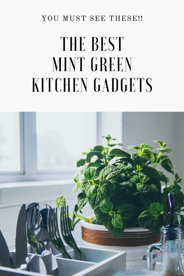 a pin that says in a large font mint green kitchen accessories