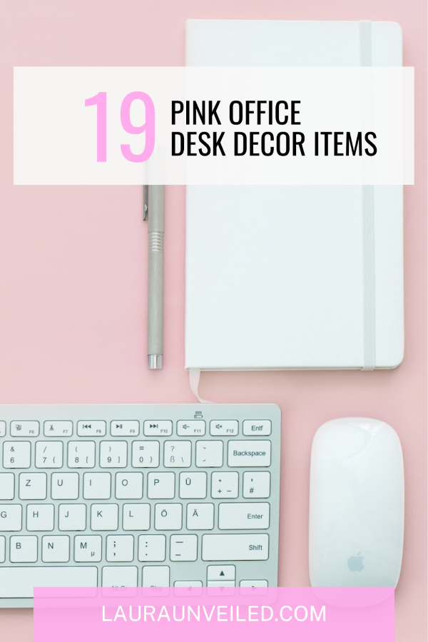 a featured image for a blog post about pink office desk decor