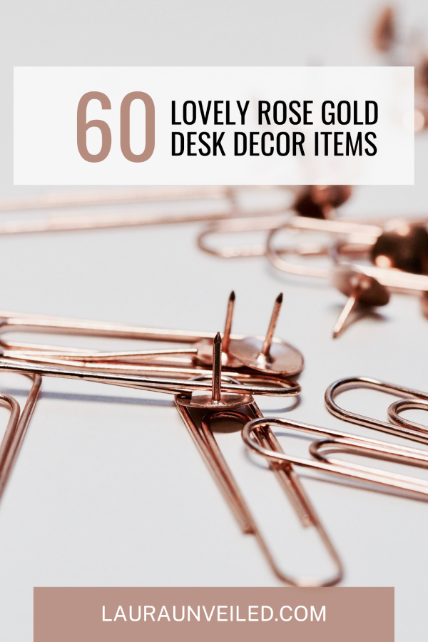 a pin that says in a large font rose gold desk decor items