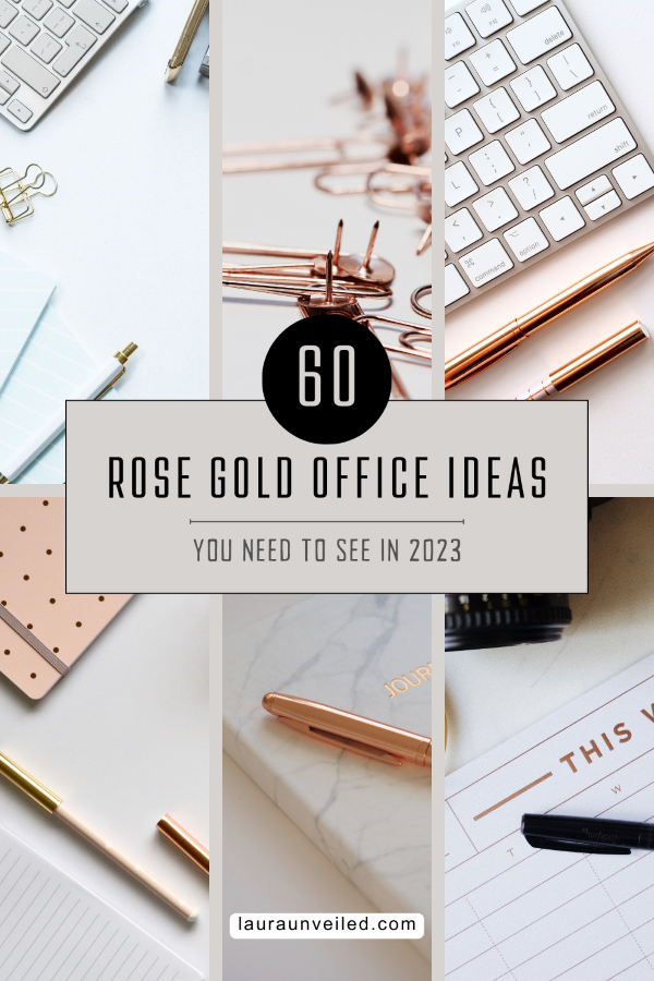a pin that says in a large font rose gold office ideas