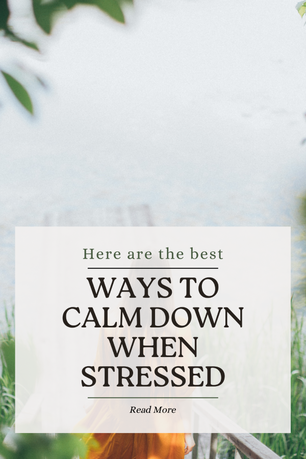 a pin that says in a large font how to calm down when stressed
