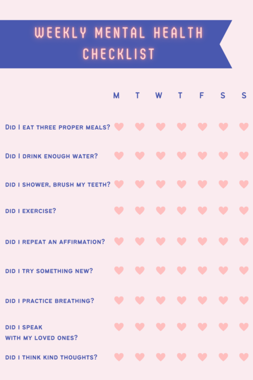 weekly mental health checklist