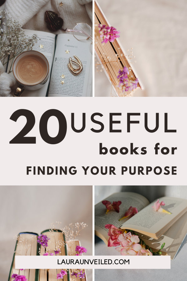 a pin that says in a large font books for finding your purpose