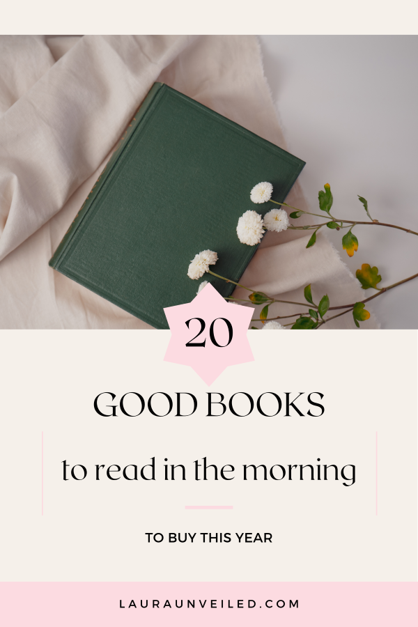 a pin that says in a large font good books to read in the morning