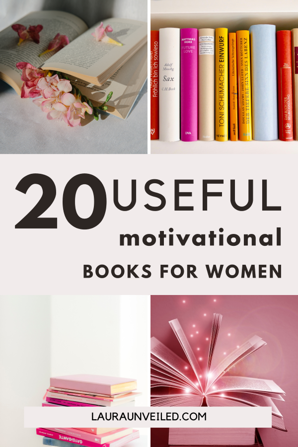 a pin that says in a large font motivational books for women